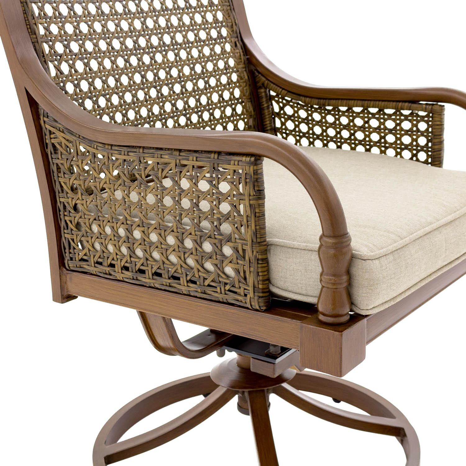 Arabella 2 Piece Aluminum Patio Swivel Rocker Dining Chair Set W/ Sunbrella Cast Ash Cushions By