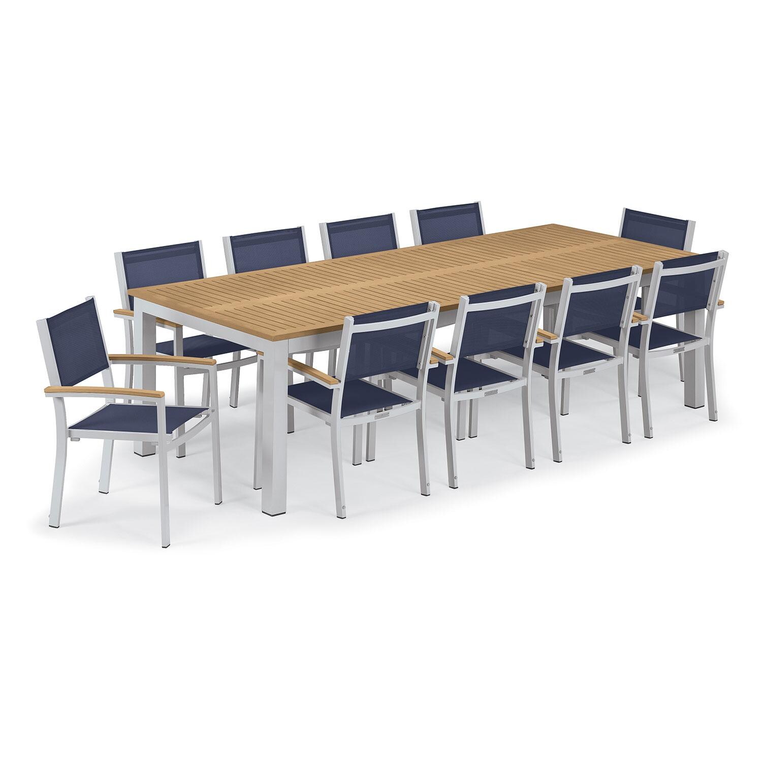 Travira 11 Pc Glass Fiber Reinforced Concrete Dining Set in Ink Pen/Natural/Flint By Oxford Garden - White Background thumbnail