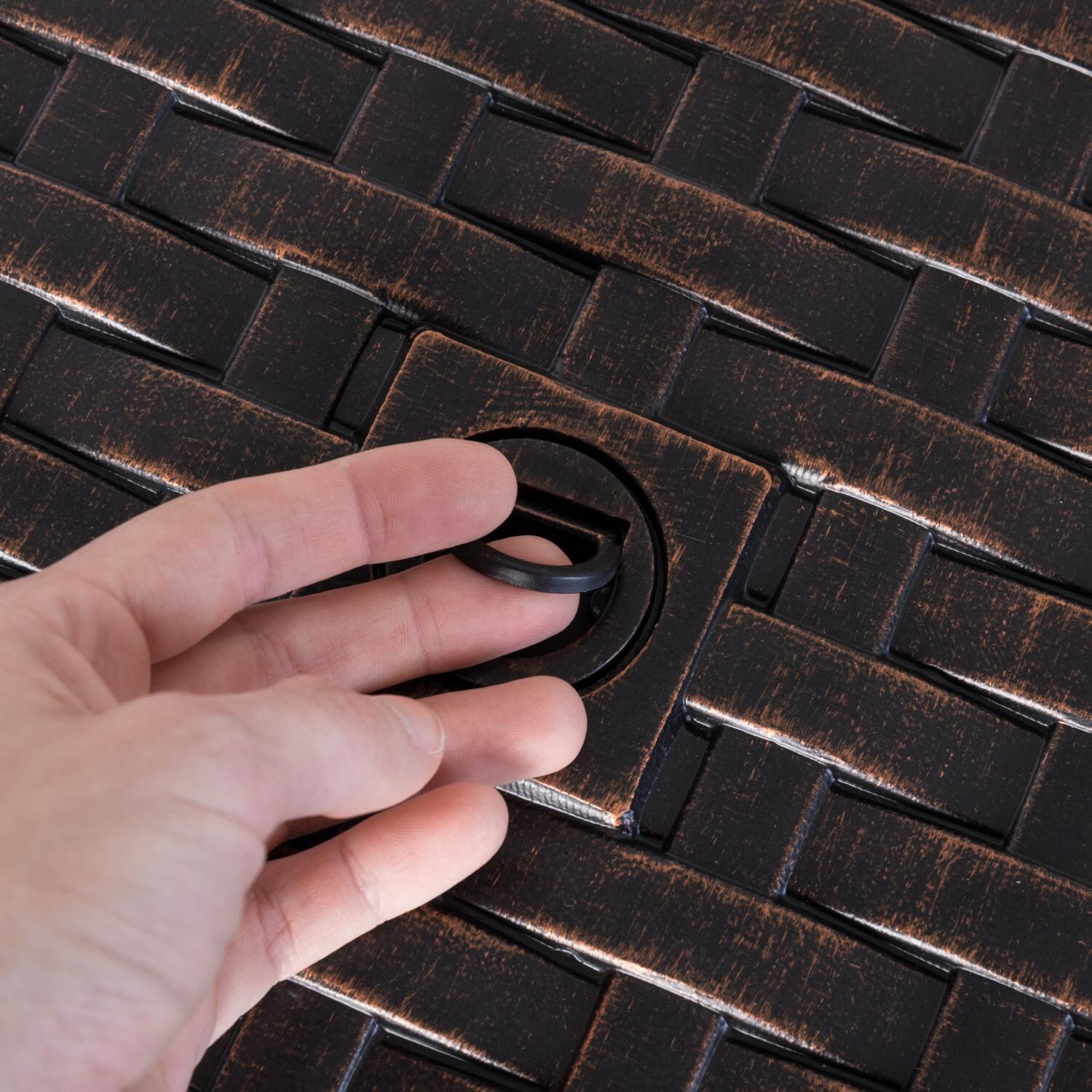 Ultimate Patio 62747-NG Welcome View 48-Inch Rectangle Aluminum Natural Gas Fire Pit - Cover Handle thumbnail