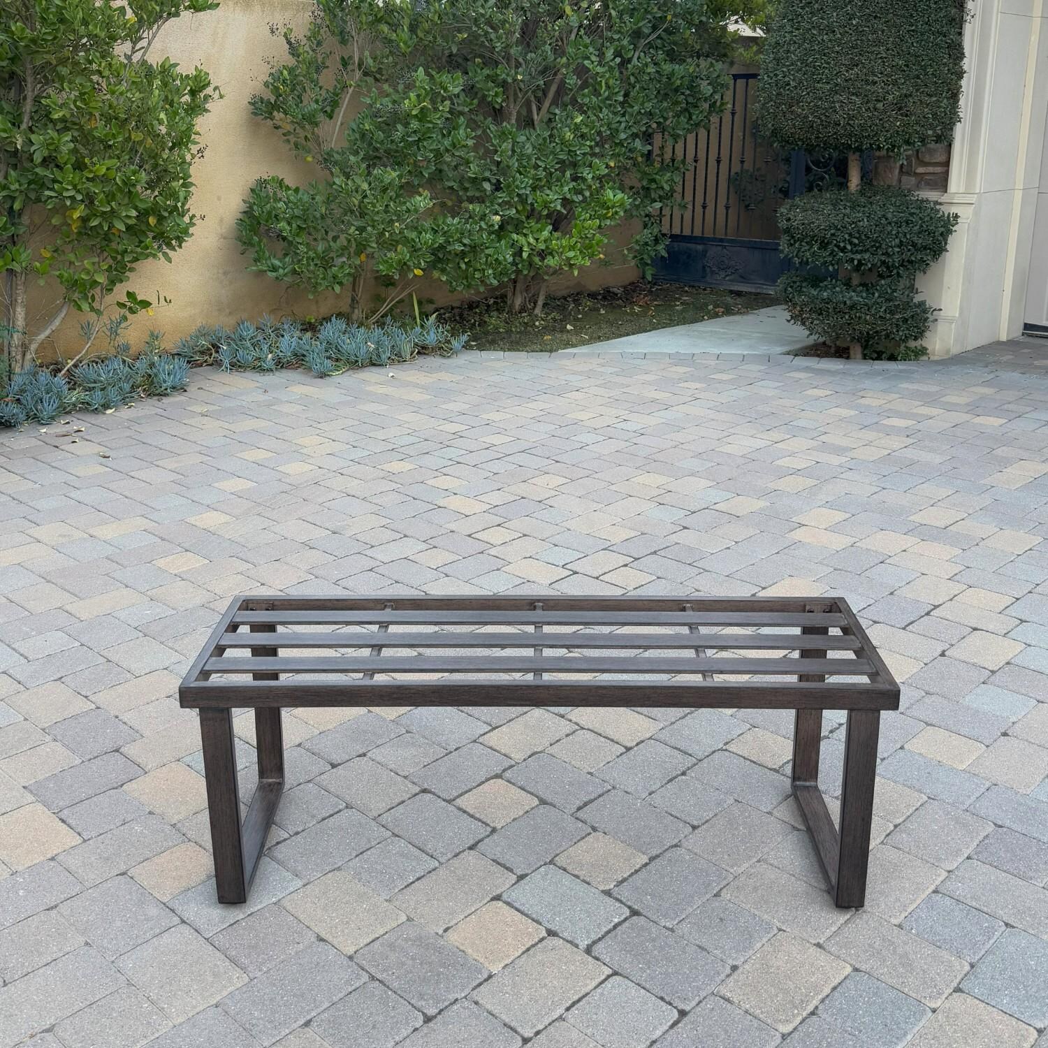 Atlantis 47 1/2-in Aluminum Bench w/ Beige Cushion by Darlee - Bench w/o Cushion From Side - Lifestyle thumbnail