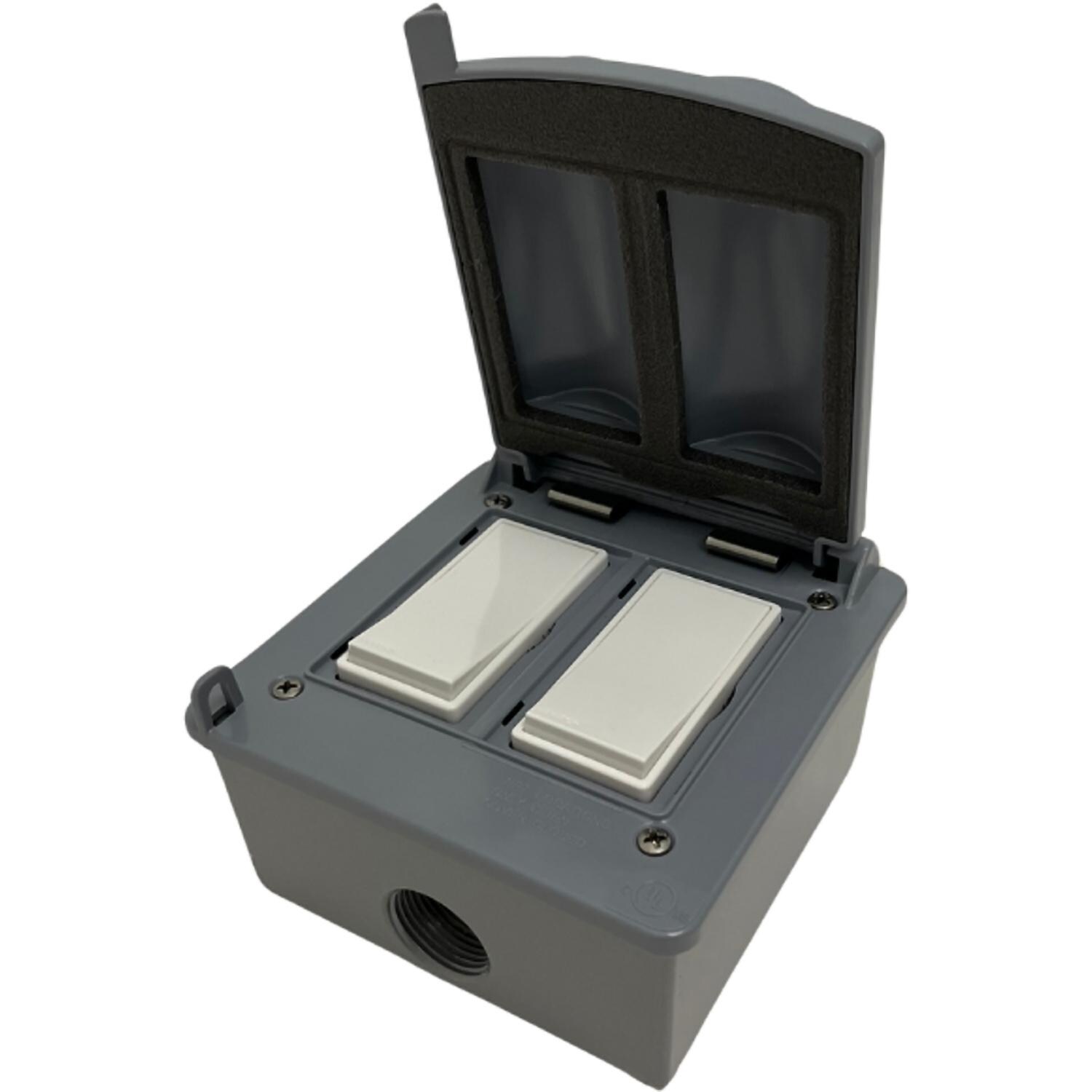 Bromic BH3130082 Manual Dual 20 AMP Switch 120-277V Outdoor Kit - Angle - White Background thumbnail