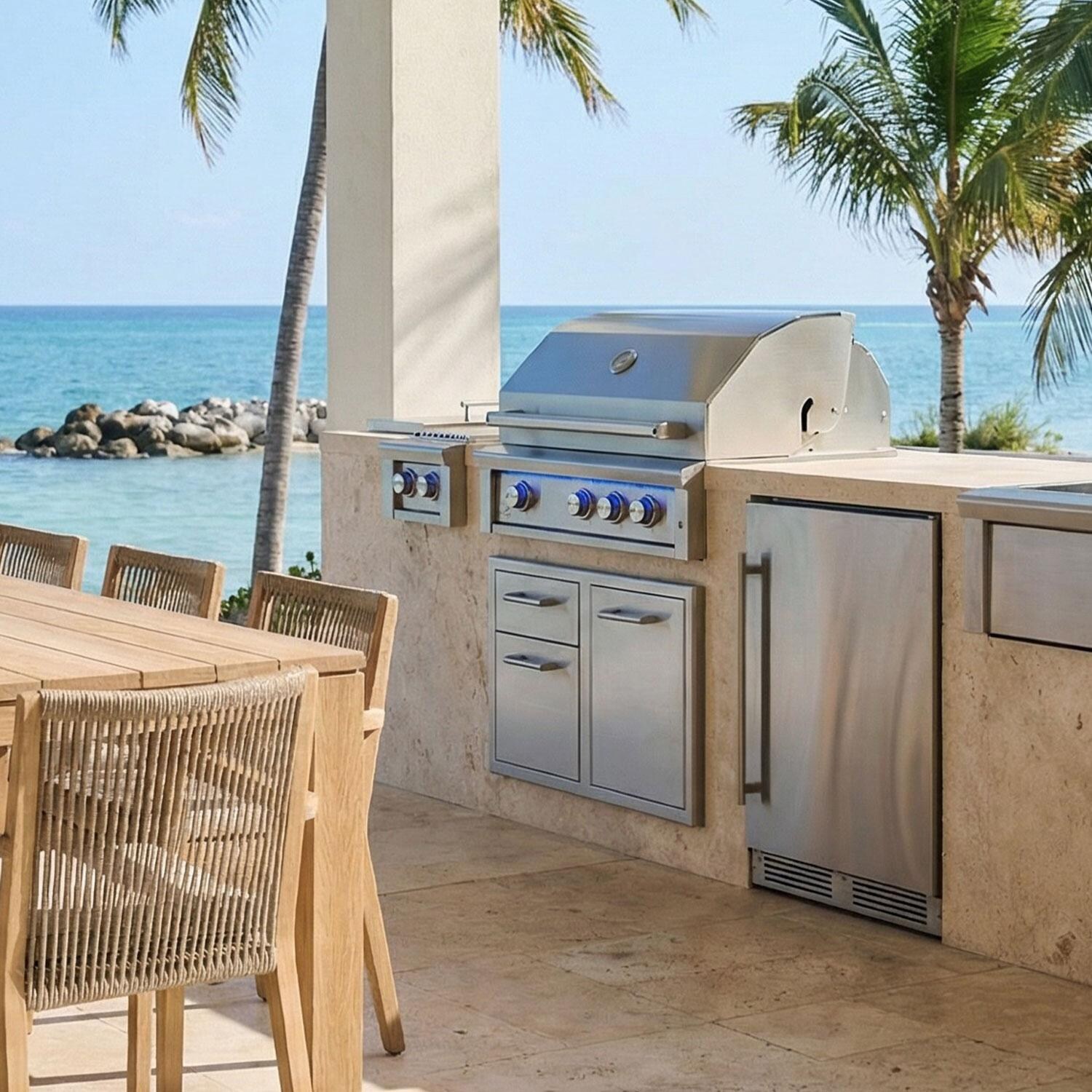 XO Appliance XOGRILL32XLT2L Performance XLT2 32-in 3 Burner Built-In Propane Grill - Side View - Lifestyle thumbnail