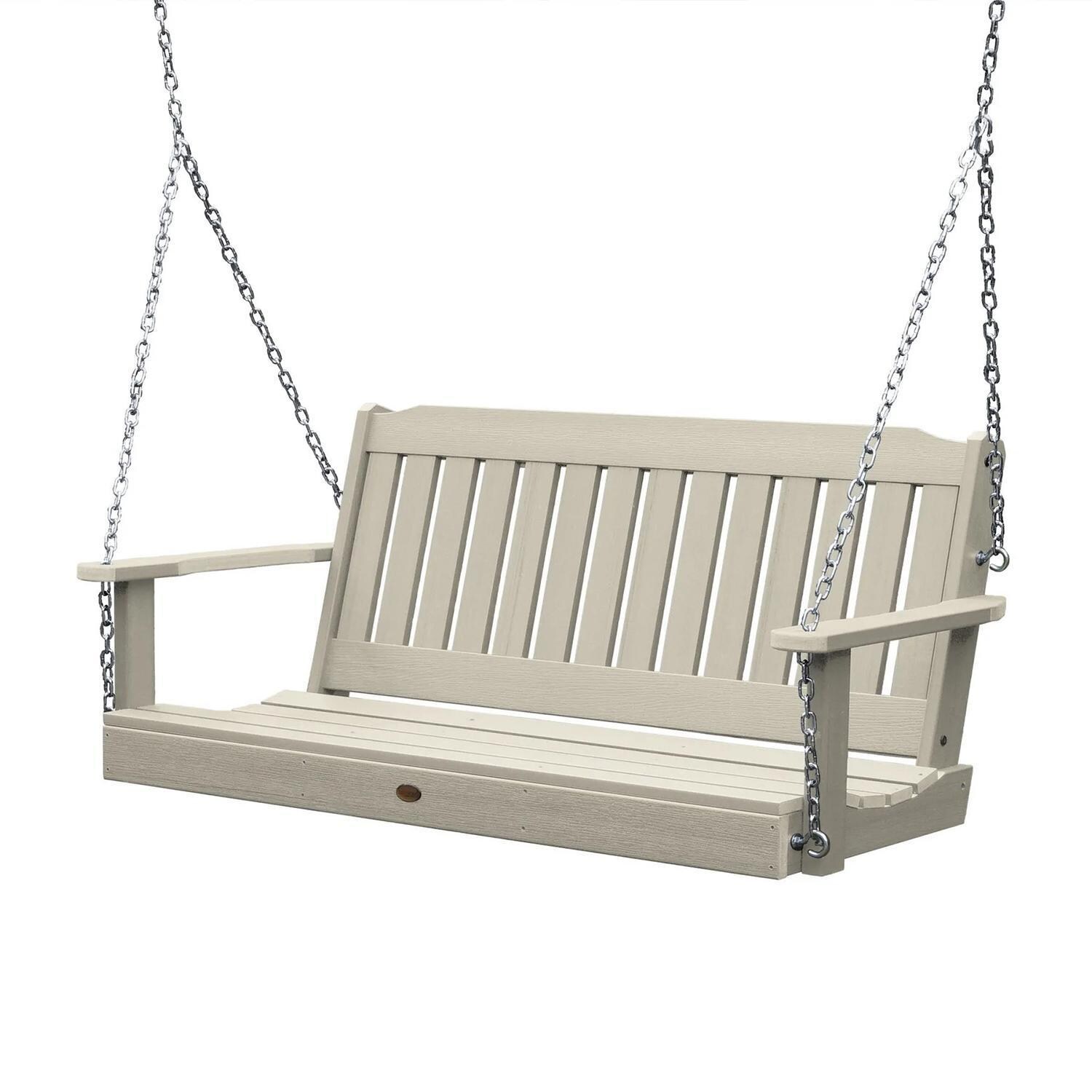 Lakeview Hart Lane Porch Swing - 5ft - Whitewash - White Background thumbnail
