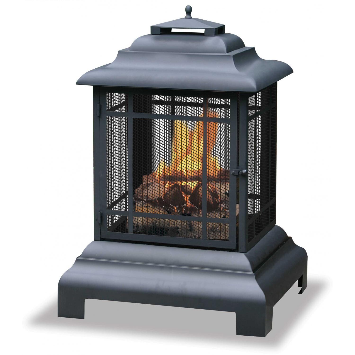 UniFlame 28 Inch Black Belmont Style Pagoda Fire Pit Firehouse