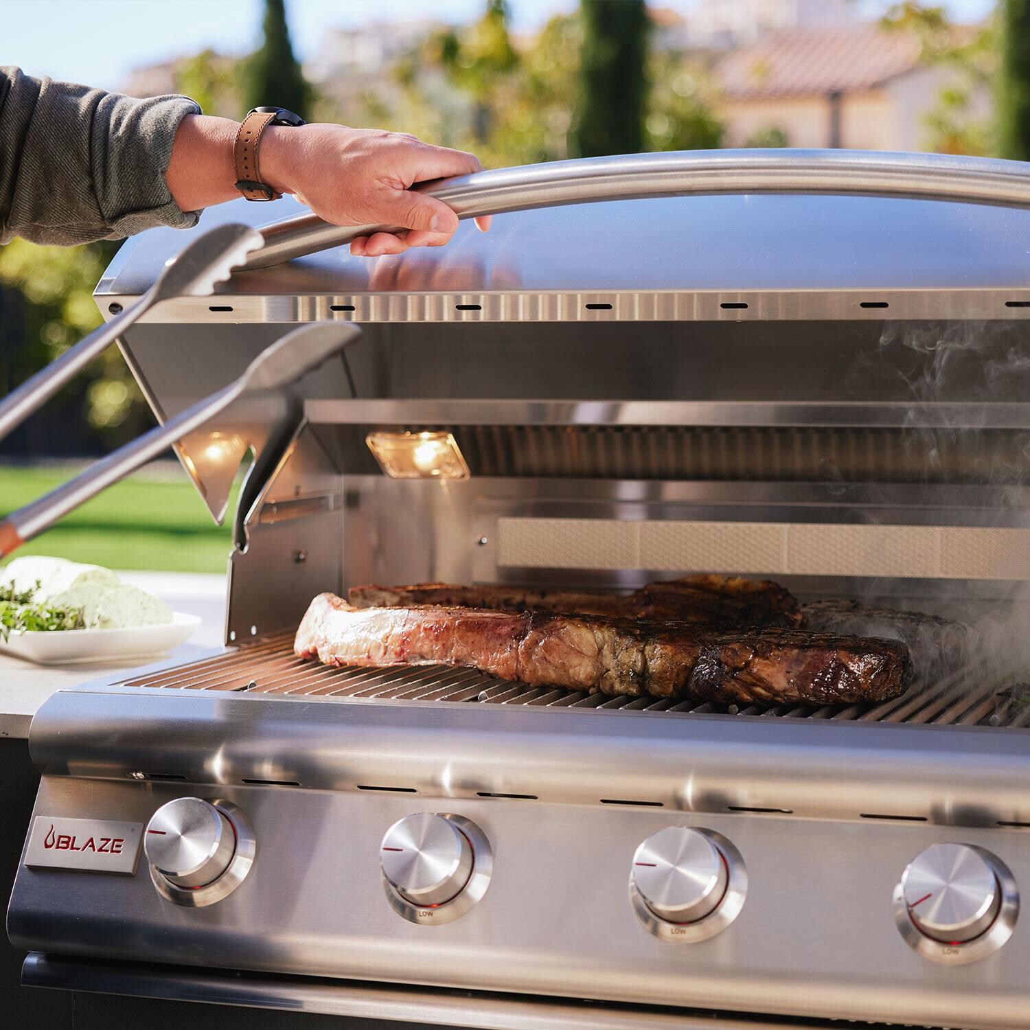 Blaze BLZ-5LTE3-LP Premium LTE+ 40-Inch 5-Burner Propane Grill With Rear Infrared Burner & Lift-Assist Hood - Grilling - Lifestyle