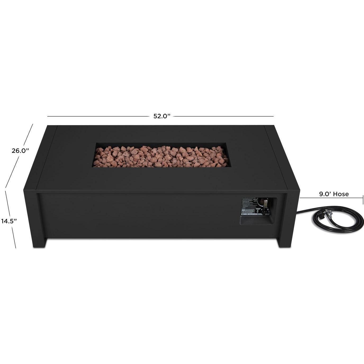 Lafitte 52 Inch Rectangular Cast Aluminum Natural Gas Fire Pit in