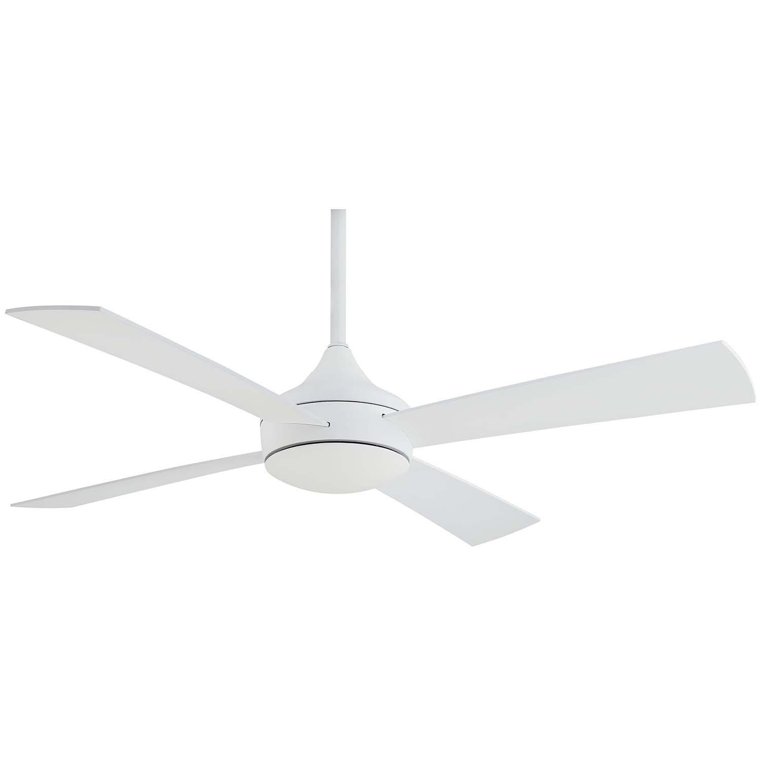 Minka-Aire F523L-WHF Aluma Wet 52-Inch 4-Blade LED Ceiling Fan in Flat White Finish w/ Flat White Blades & Etched Opal Glass - With Cap thumbnail