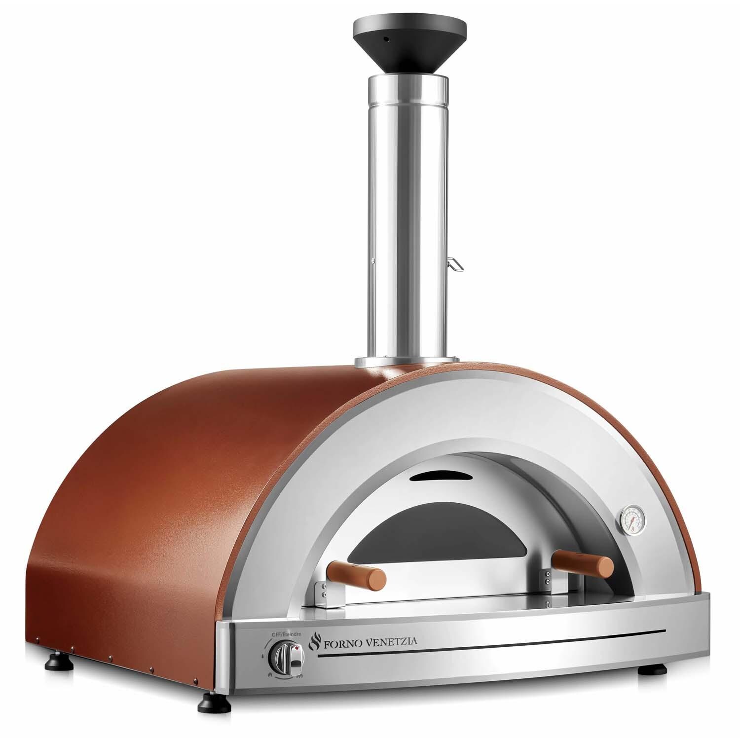 Forno Venetzia FVTOR225-G-NG-CAPP Torino 225 Hybrid Natural Gas Pizza Oven - Cappuccino - Angled Right - White Background thumbnail
