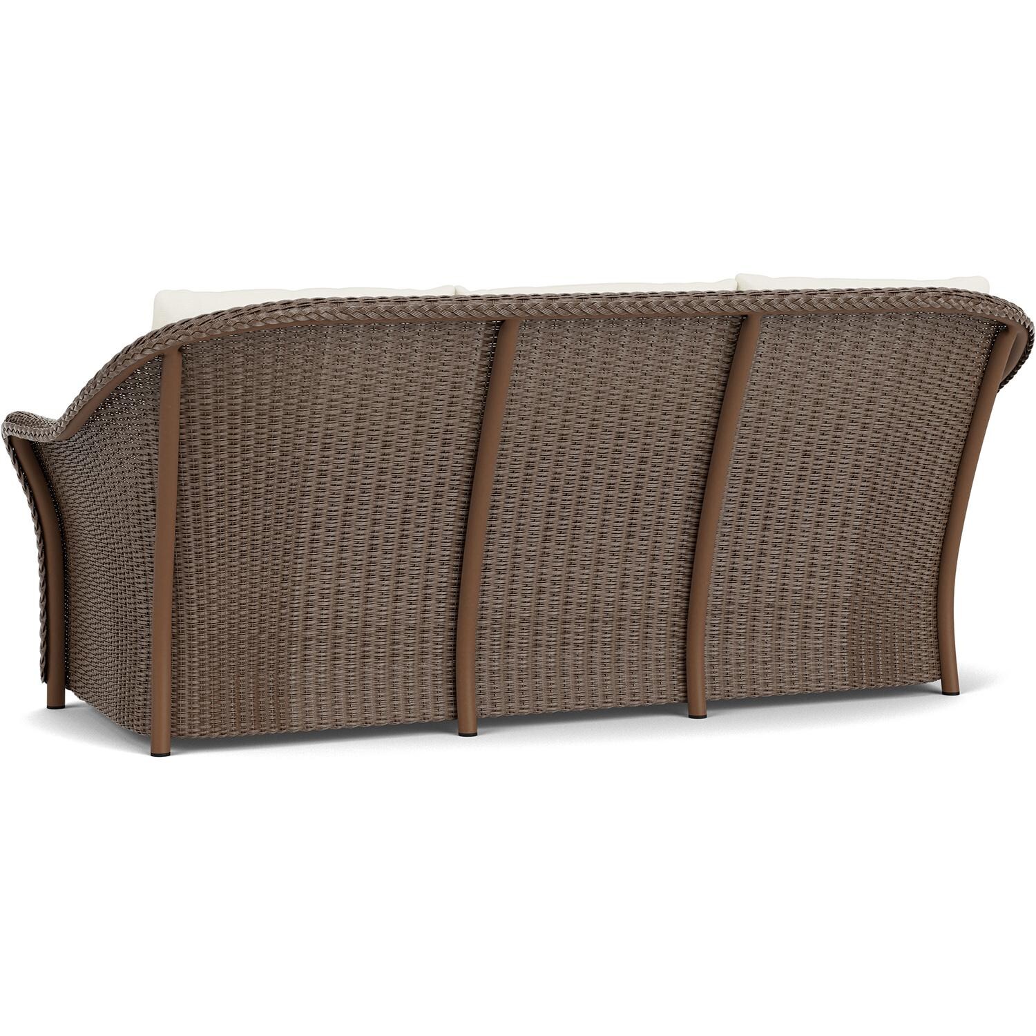 Lloyd Flanders Weekend Retreat Sofa in Bark Finish W/ Sailcloth Salt Fabric - Back Left thumbnail