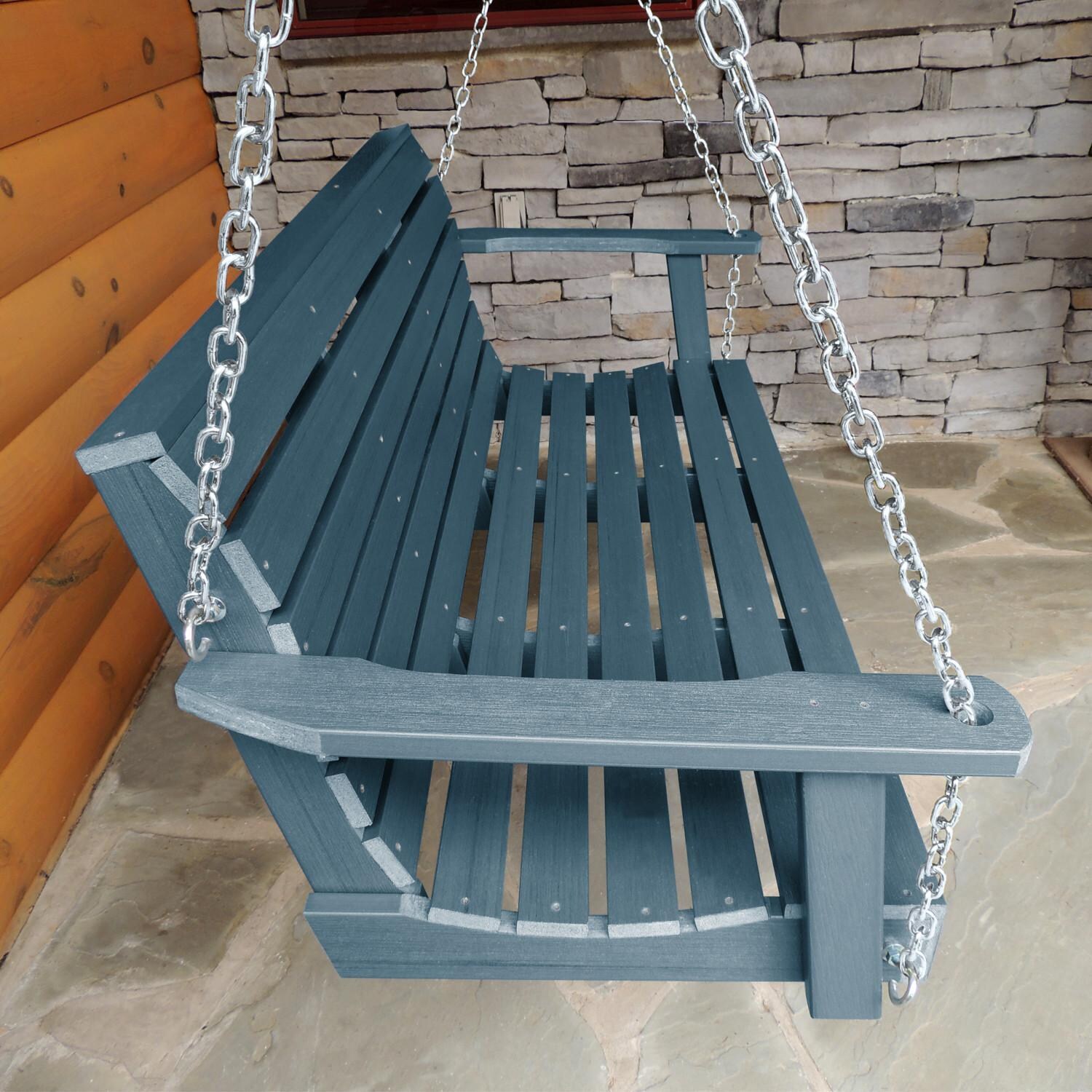 Lakeview Elm Pointe 5-Foot Porch Swing - Nantucket Blue - Side View thumbnail