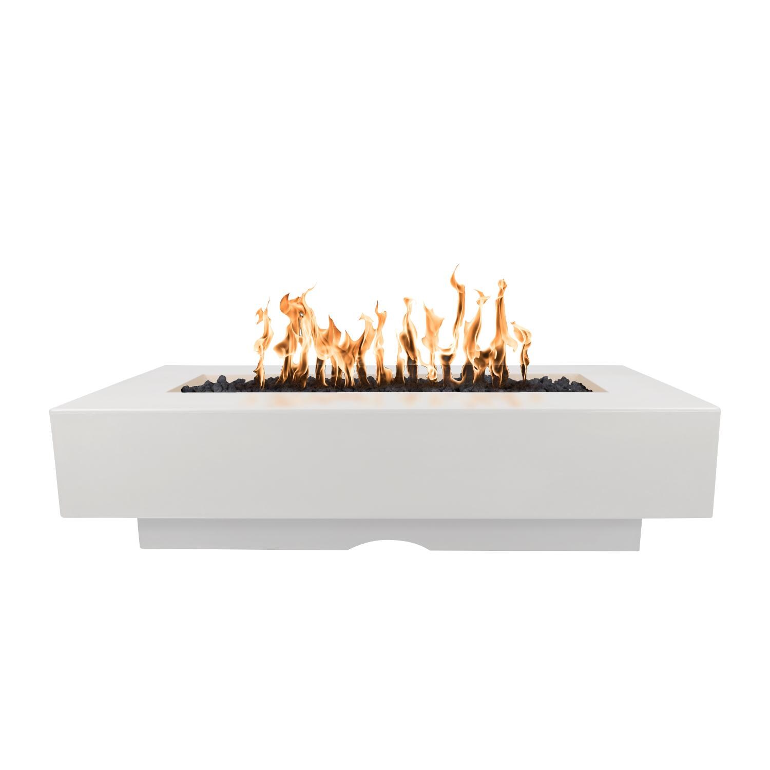 Del Mar 84 Inch Rectangular GFRC Propane Fire Pit w/ Glow Plug in Limestone by The Outdoor Plus