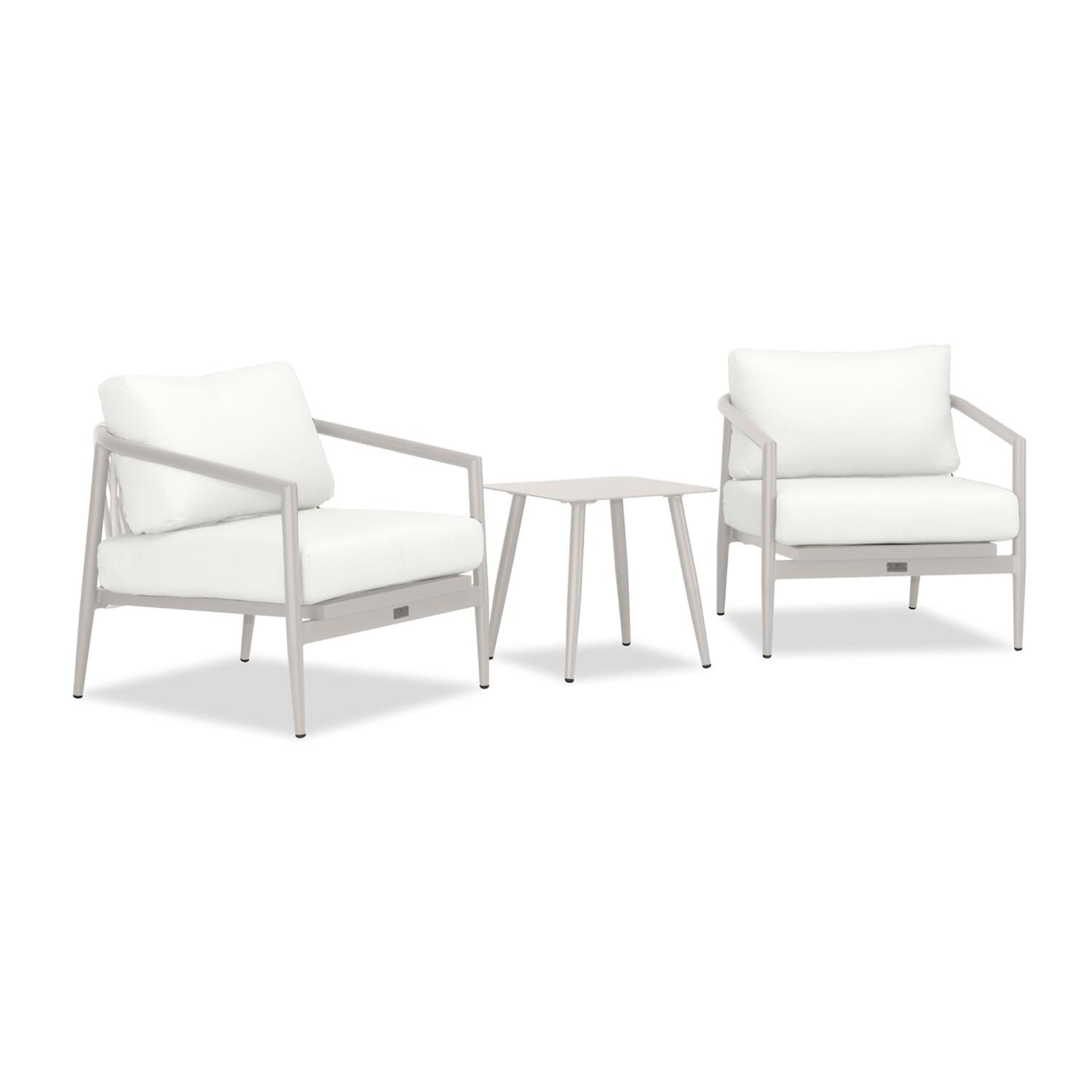 Lakeview Midnight Cove 3 Pc Aluminum Club Chair Seating Set in Urban Stone/Carrera/Canvas Natural - Angled - White Background thumbnail