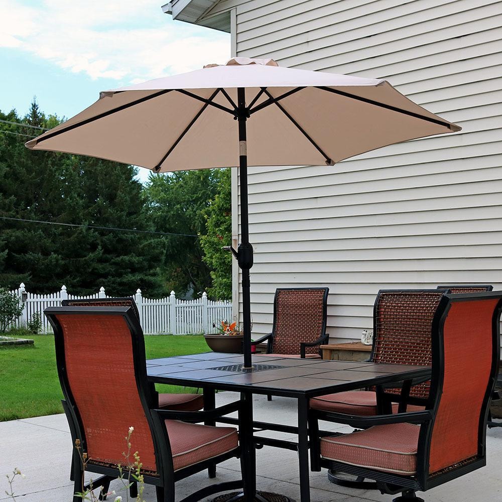 Ultimate Patio 7.5 Ft. Octagonal Aluminum Patio Umbrella W/ Crank & Tilt - Beige - Lifestyle View thumbnail