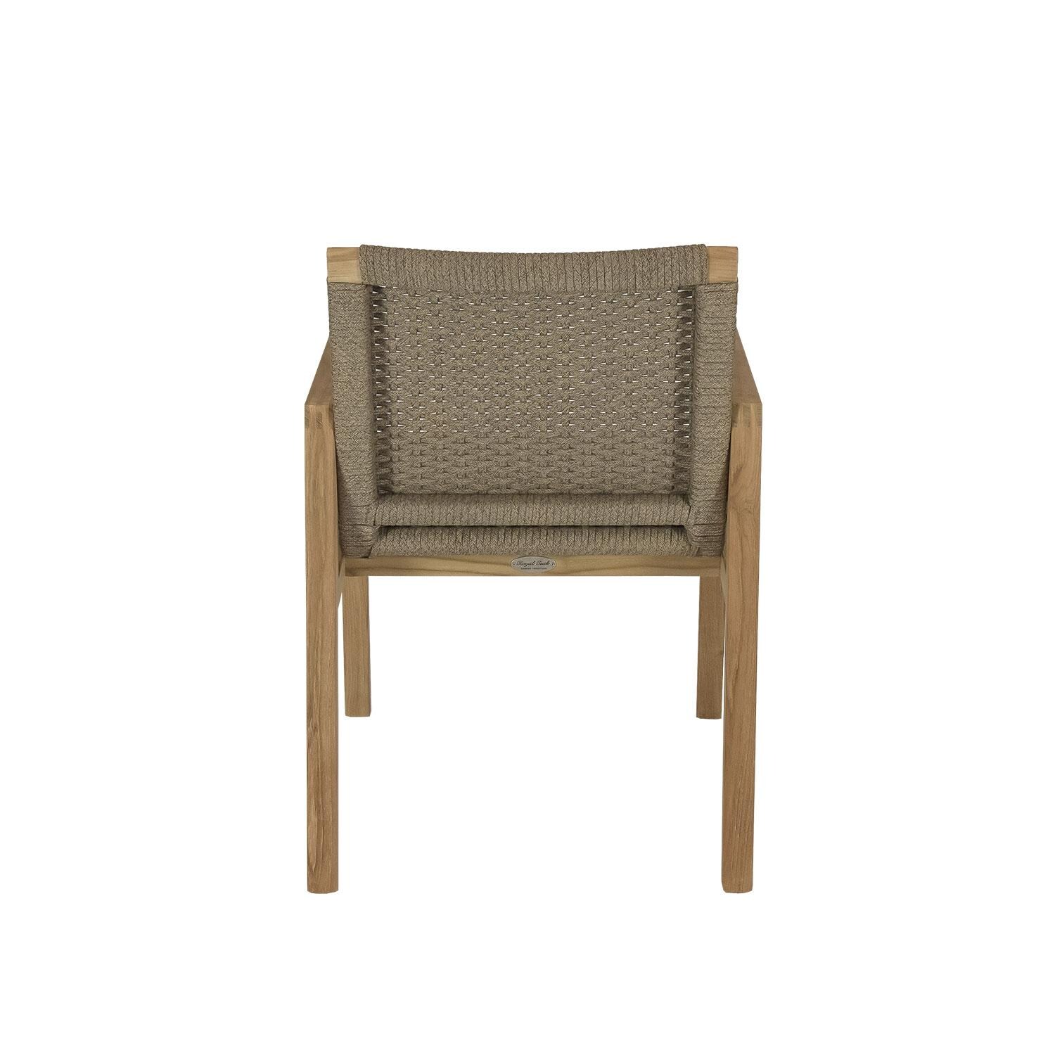 Admiral 7 pc Rectangle Dining Set in Brown Sand by Royal Teak Collection - Dining Chair - Rear View - White Background thumbnail