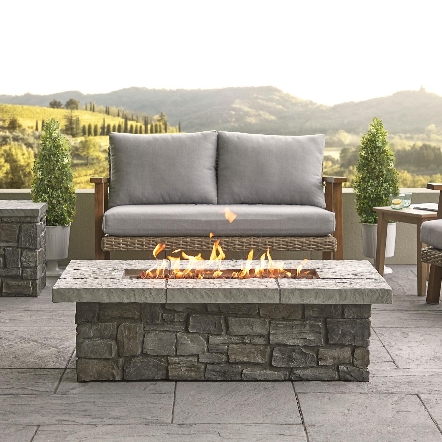 Lakeview Baywood 52-Inch Rectangle Propane Gas Fire Table - Gray - SC-C11812LP-GRY