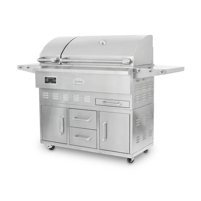 Louisiana Grills Estate Series 860 sq in 304 Stainless Steel Pellet Grill w/ Full Lower Cabinet - LG ESTATE 860C - Side View thumbnail