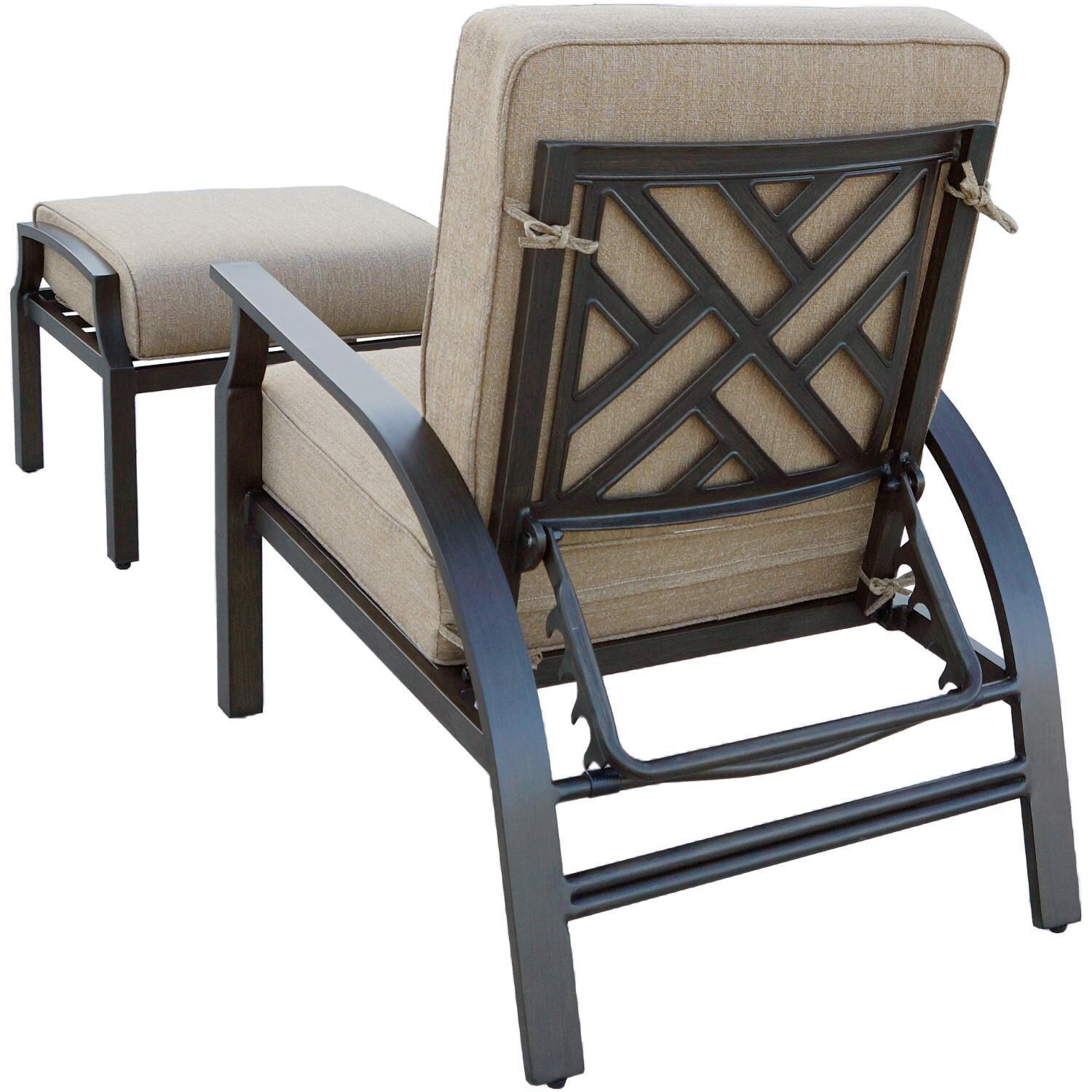 Darlee Brooklyn Adjustable Club Chair and Ottoman with Cushions - Sesame Cushion - Detail thumbnail