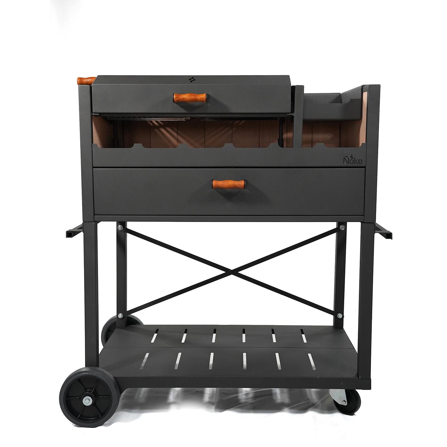 Nuke DELTA02 Delta 40-Inch Argentinian-Style Gaucho Grill - Grill Hood Closed - White Background thumbnail