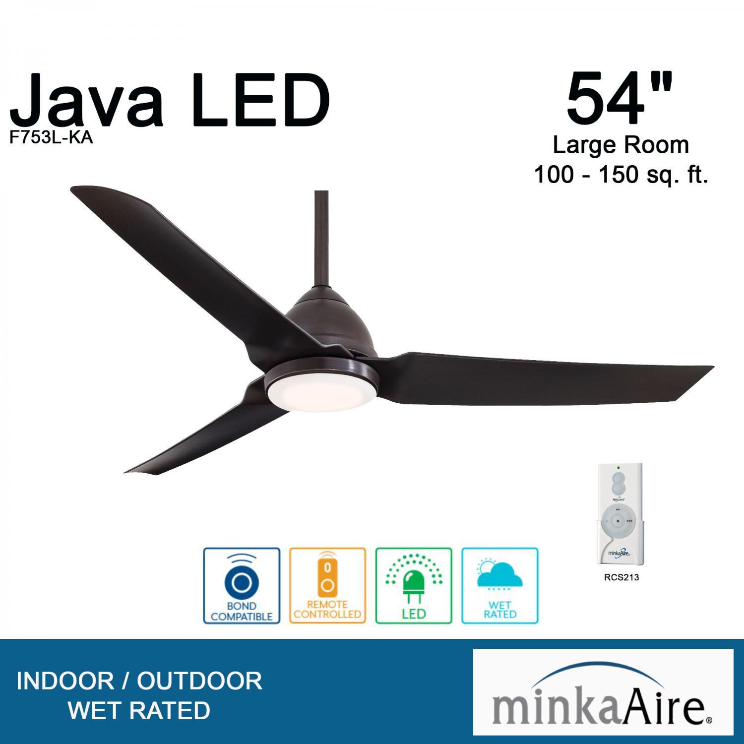 Minka-Aire F753L-KA Java 54-Inch 3-Blade Ceiling Fan in Kocoa Finish w/ Kocoa Blades & Etched Opal Glass - Overview thumbnail