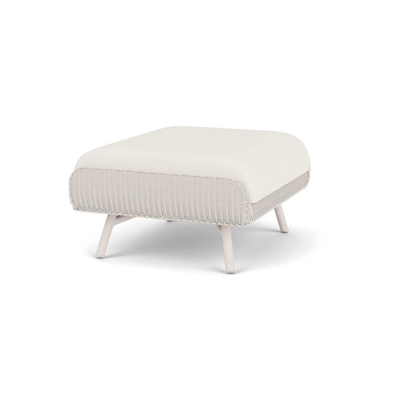 Lloyd Flanders Essence Ottoman W/Sailcloth Salt Fabric - Antique White Finish - Angled thumbnail