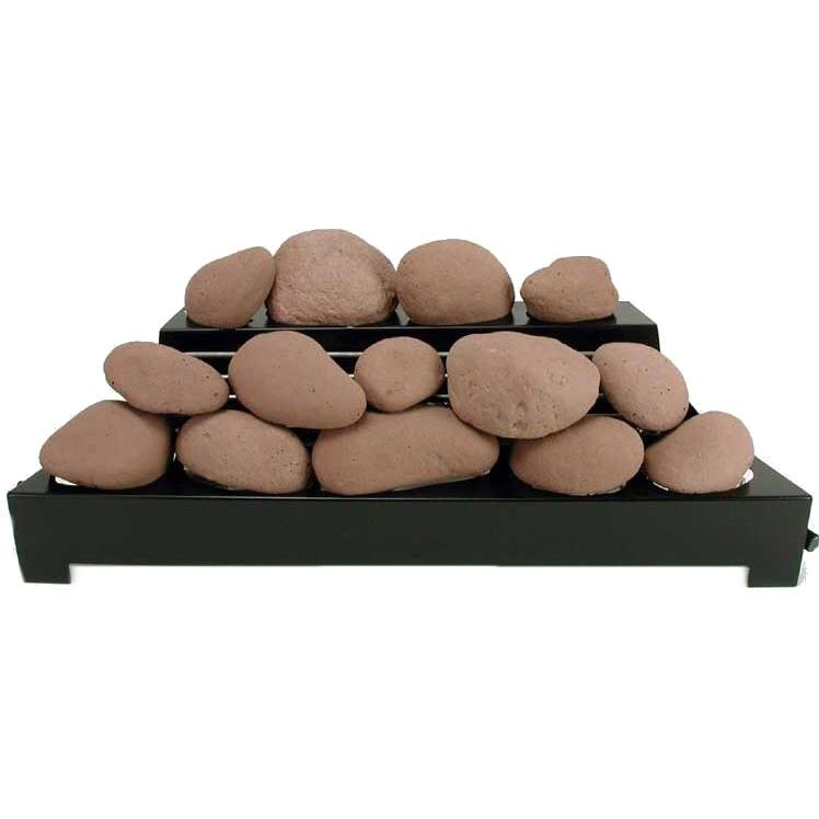 Rasmussen 30-Inch Adobe Red ALTERNA See-Thru FireStone Set With Vent-Free Black Chassis Burner thumbnail