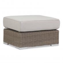 Coronado Wicker Patio Ottoman W/ Sunbrella Canvas Flax Cushion By Sunset West image