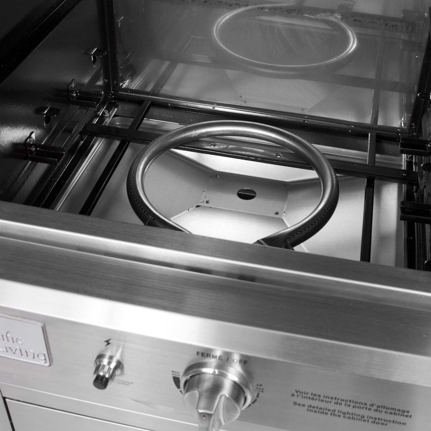 Pacific Living PL8304SS Propane Gas Stainless Steel Outdoor Built-In Pizza Oven - Burner thumbnail