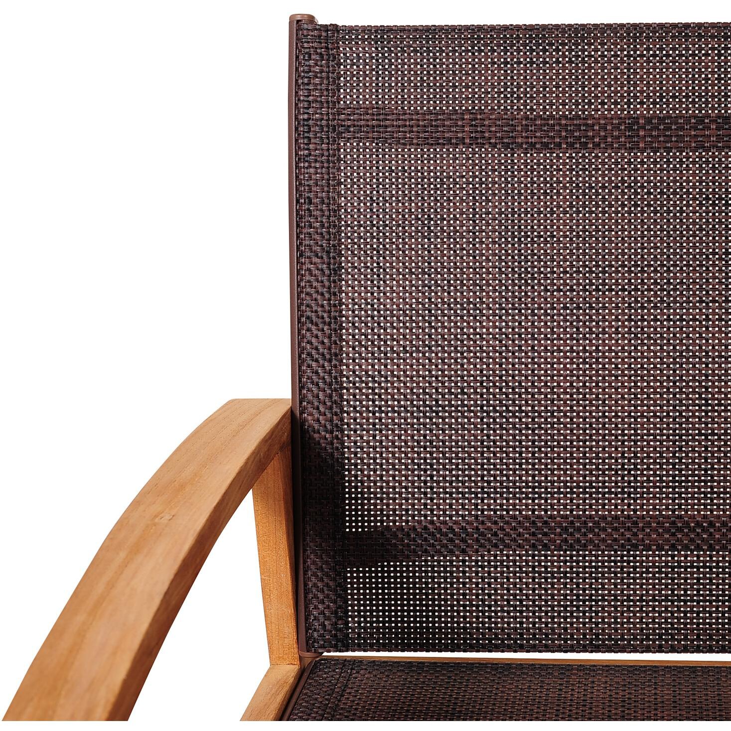 Amazonia SC MALIREC_4FORTBR Teak Sling Dining Arm Chair Back Close Up Detail thumbnail