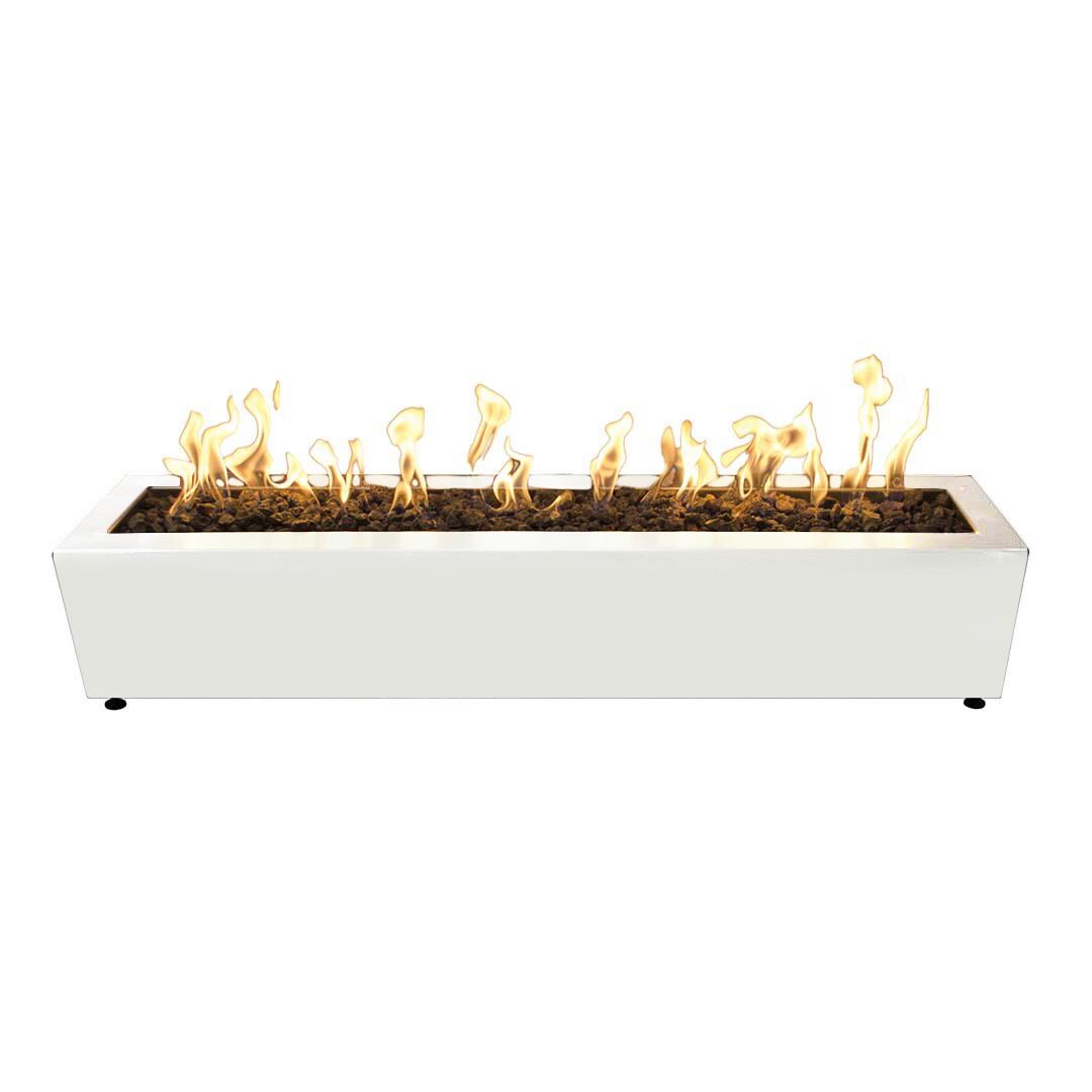 Eaves 60 Inch Rectangular Powder Coated Steel Natural Gas Fire Pit in White by The Outdoor Plus