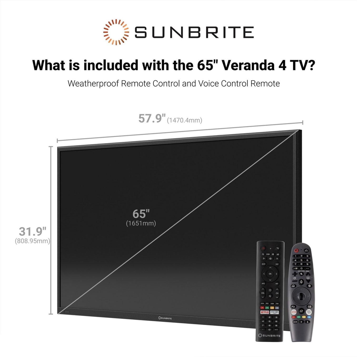 SunBriteTV SB-V4-65-BL Veranda 4 Series 65-in Full Shade 4K UHD HDR Outdoor TV - What's Included - White Background thumbnail