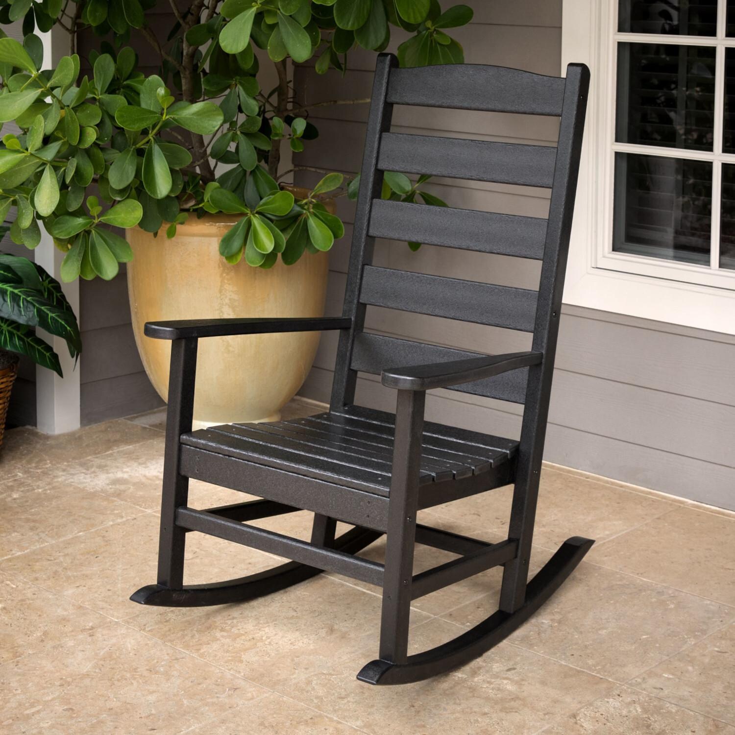 POLYWOOD Black Shaker Porch Rocking Chair thumbnail