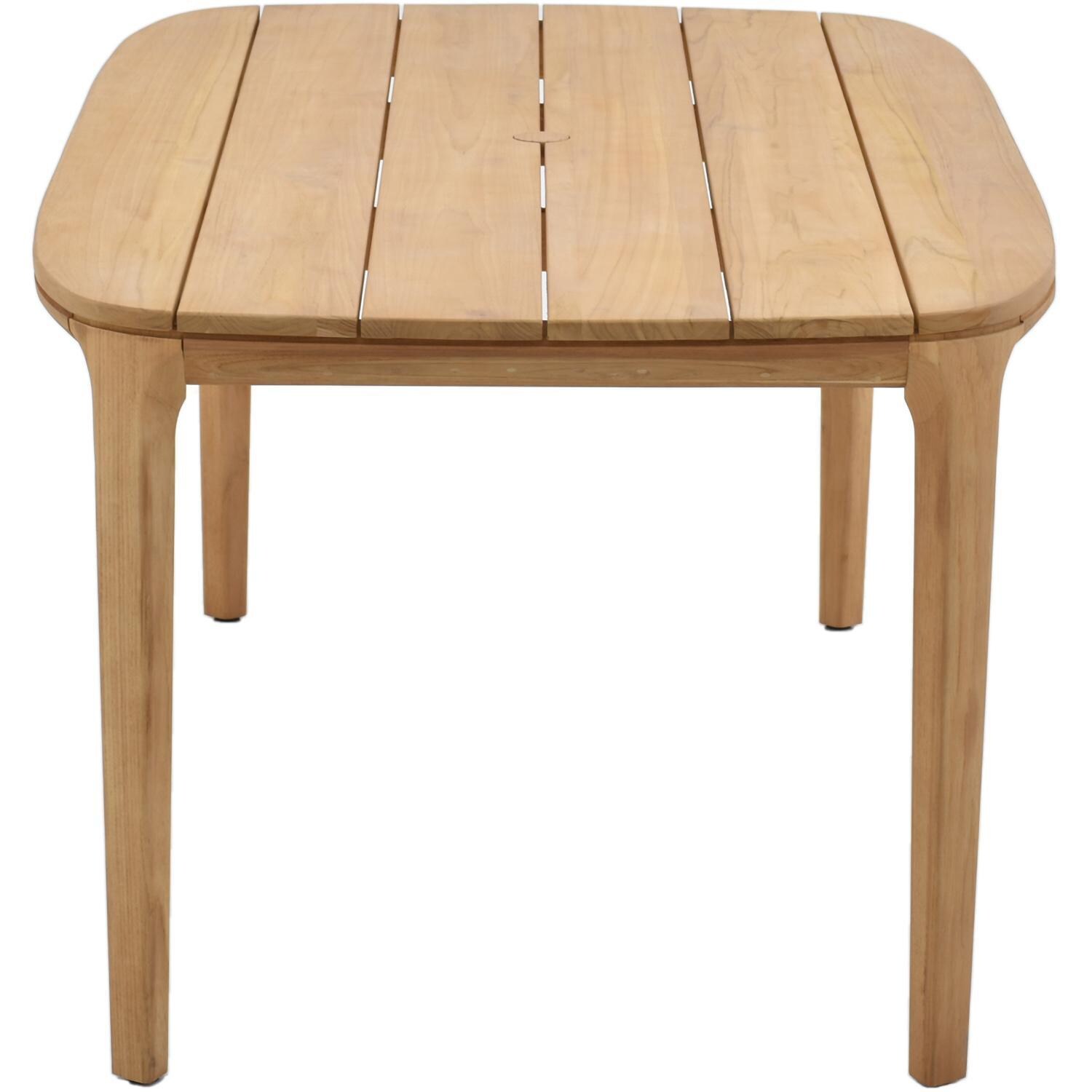 Lakeview Outdoor Designs LV-377-7 Ridgeview 5 Pc Teak Dining Set in Beige - Table Side - White Background thumbnail