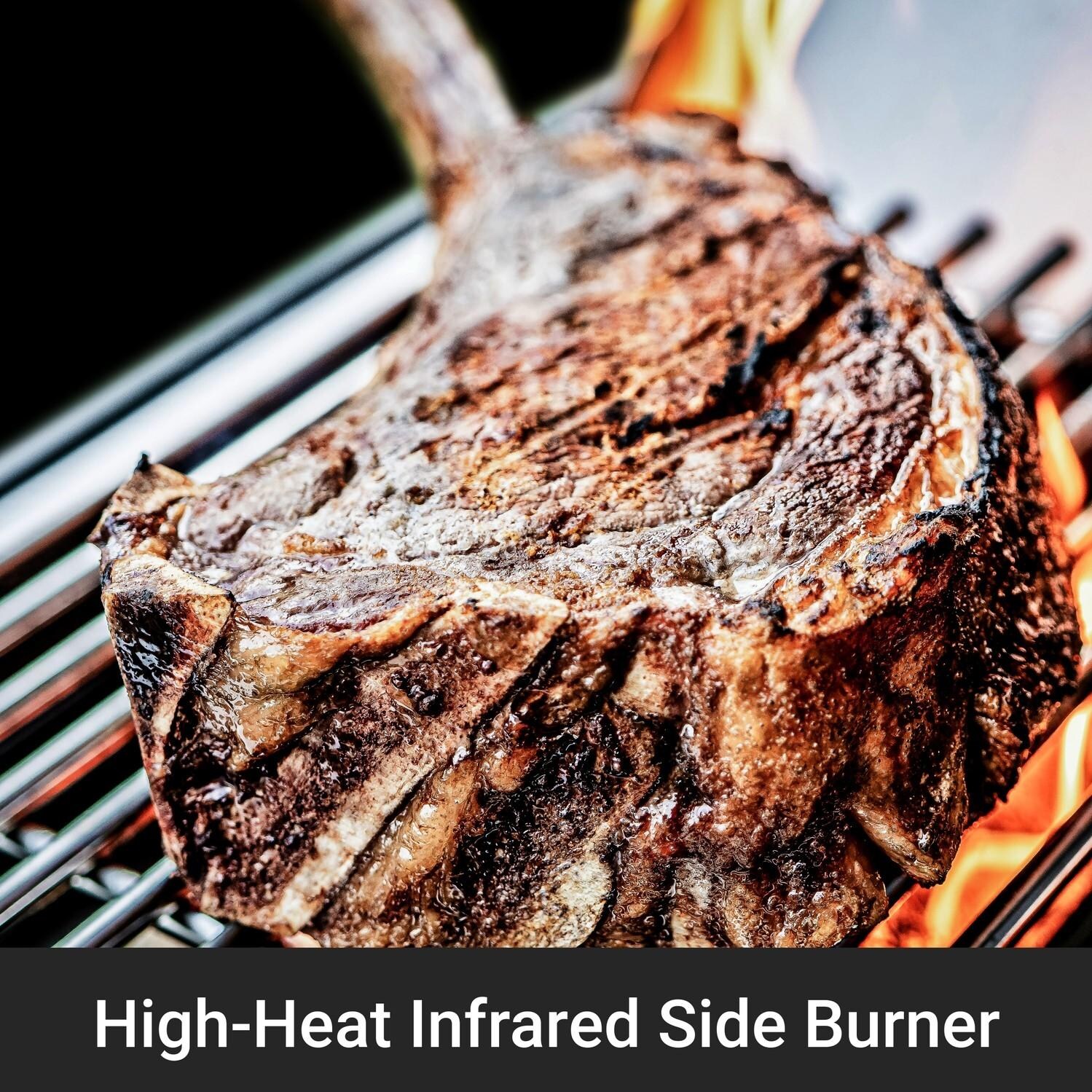 Broil King 689244 Regal Q 690 Pro IR Propane Grill - High-Heat Infrared Side Burner - Detail thumbnail