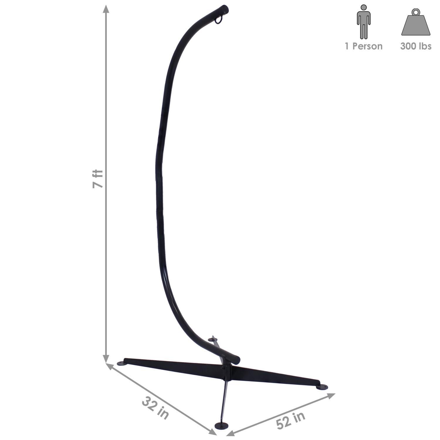 Ultimate Patio Steel C-Stand for Hanging Hammock Chairs - Black - Dimensions thumbnail