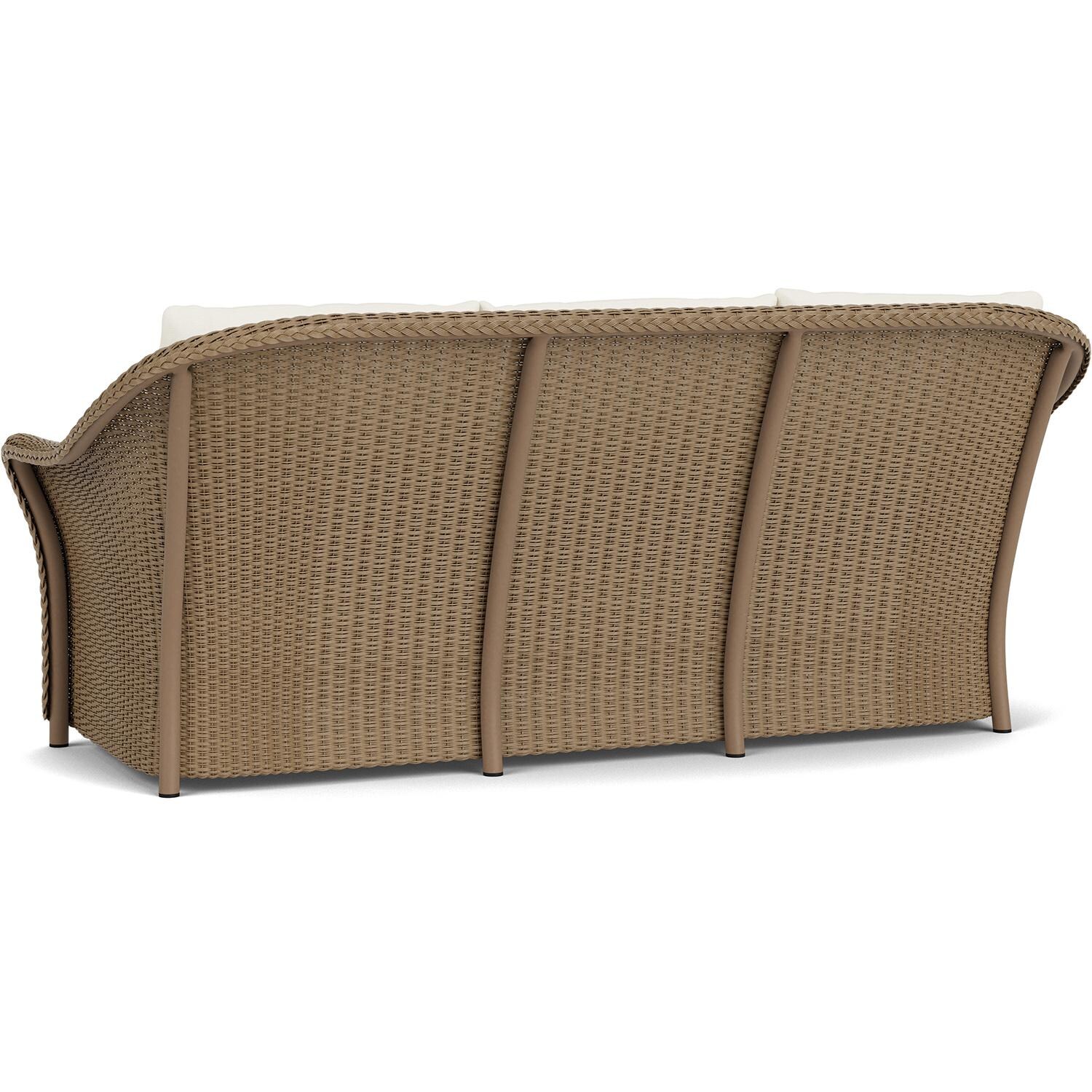 Lloyd Flanders Weekend Retreat Sofa in Fawn Finish W/ Sailcloth Salt Fabric - Back Left thumbnail