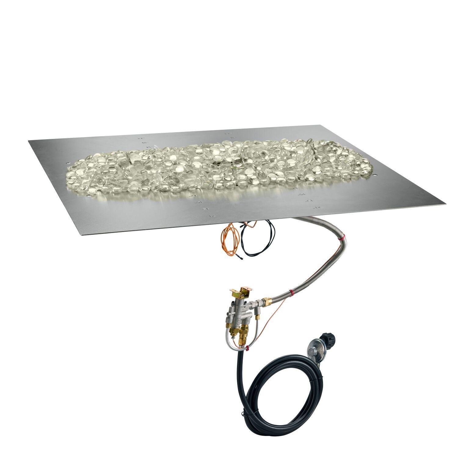 The Outdoor GreatRoom Company BP2424-B Crystal Fire Plus 24-in Linear Propane Gas Fire Pit Burner Plate - Crystals Added - White Background thumbnail