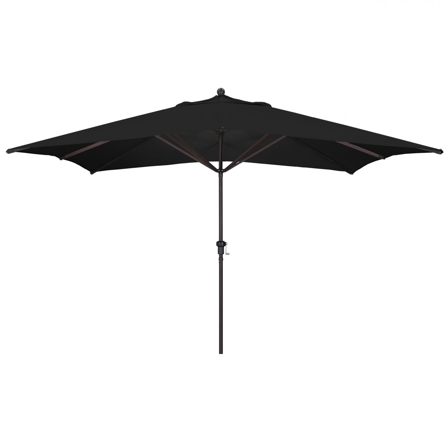 California Umbrella 8 X 11 Ft. Rectangular Aluminum Patio Umbrella W/ Crank Lift & Aluminum Ribs - Bronze Frame / Sunbrella Canvas Black Canopy