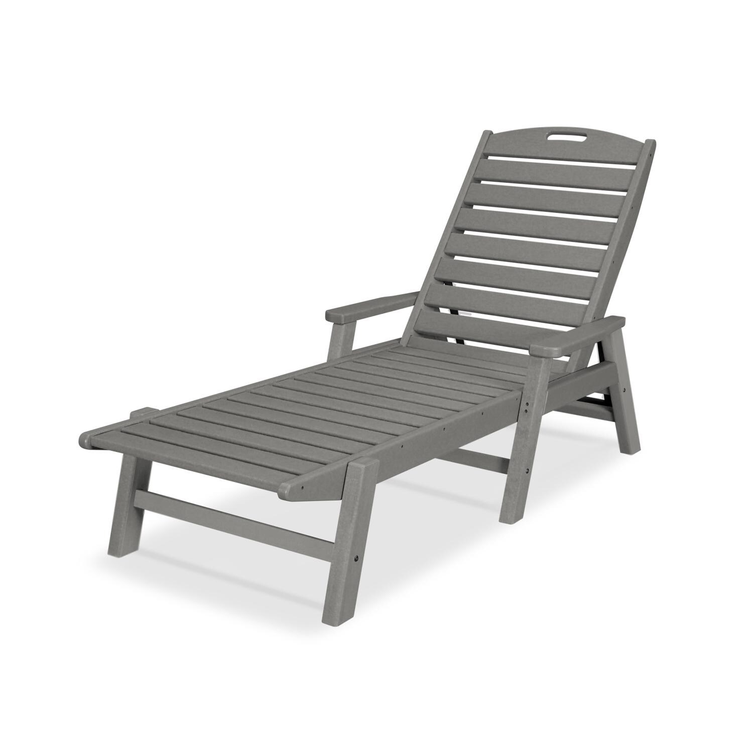 Nautical Recycled Plastic Chaise Lounge in Slate Gray by POLYWOOD