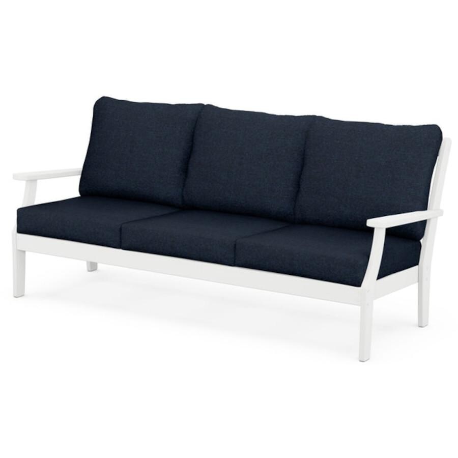 POLYWOOD Braxton Deep Seating Sofa in White / Marine Indigo thumbnail