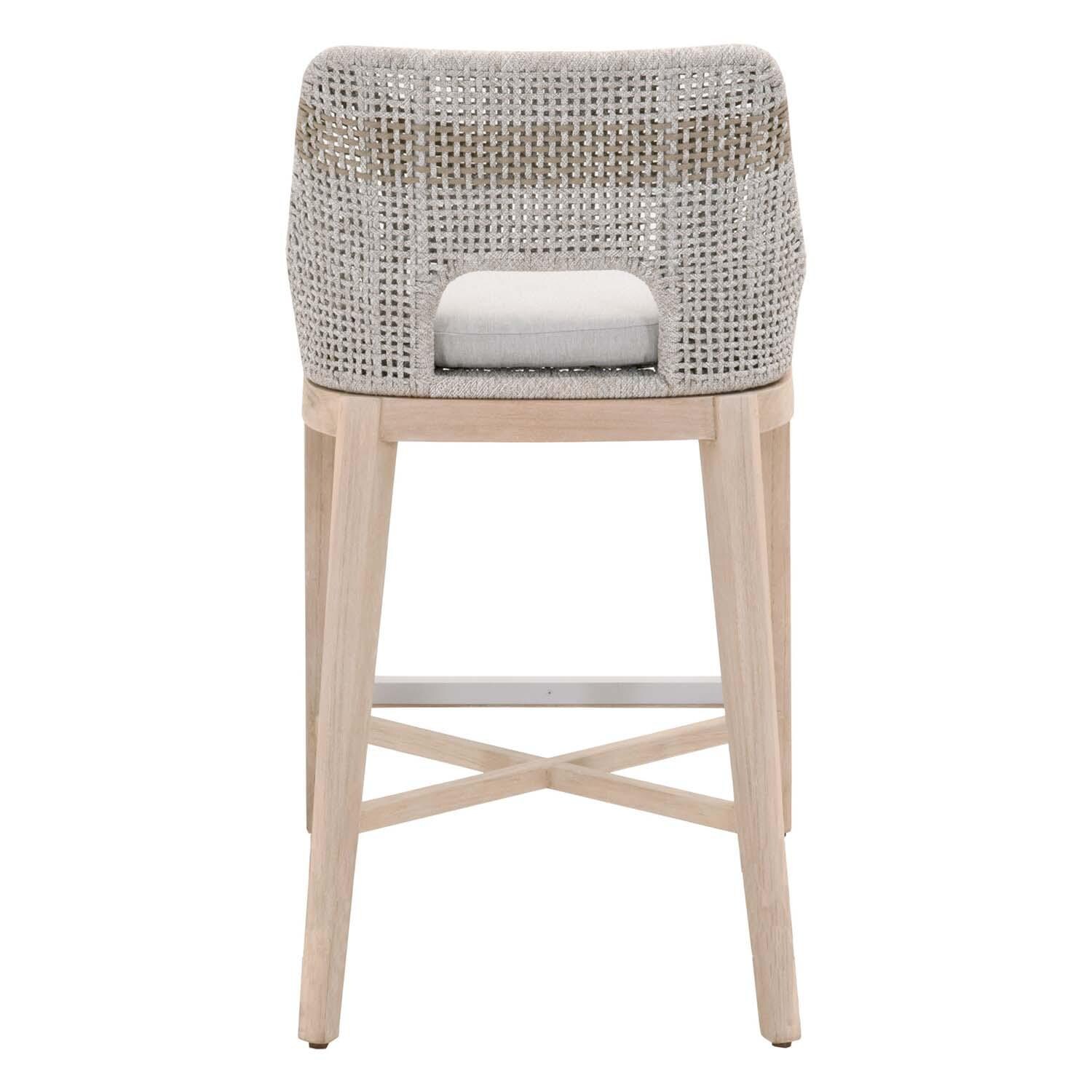 Cocoa Way Woven Rope Barstool in Taupe & White By Lakeview thumbnail