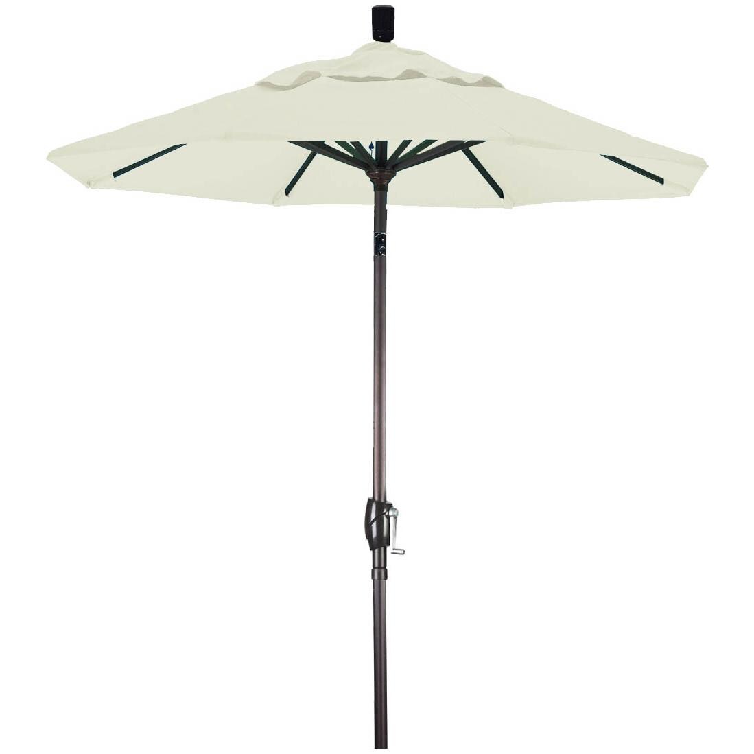 California Umbrella 6 Ft. Octagonal Aluminum Push Button Tilt Patio Umbrella W/ Crank Lift & Aluminum Ribs - Bronze Frame / Sunbrella Canvas Natural Canopy