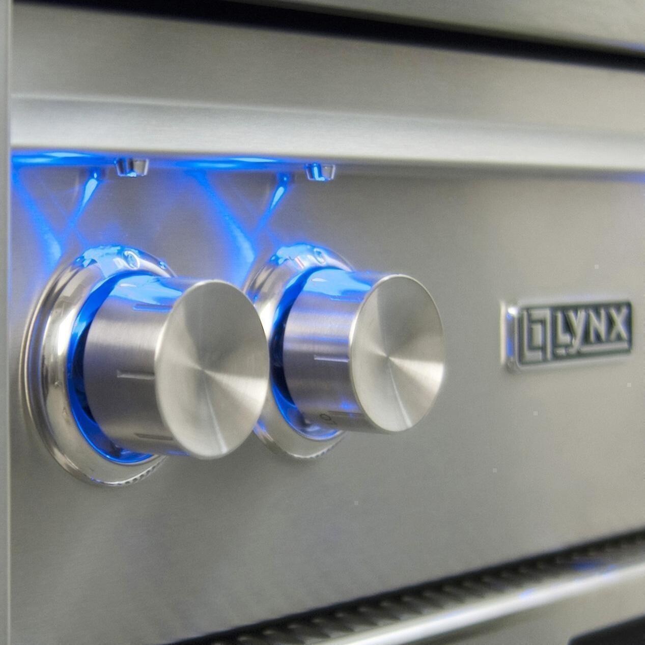 Lynx L42TR-GLLP Professional 42 Inch Built-In Propane Gas Grill w/ One Infrared Trident Burner & Rotisserie in Glacier - Blue LED Accent Lights - Detail
