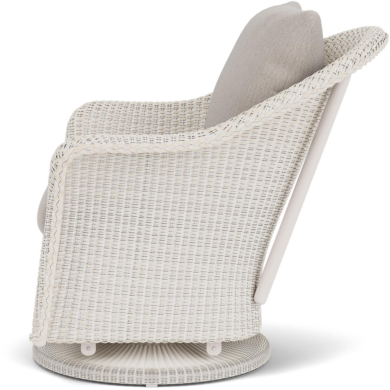Lloyd Flanders Weekend Retreat Swivel Glider Lounge Chair in Antique White Finish W/ Remy Cloud Fabric - Side thumbnail