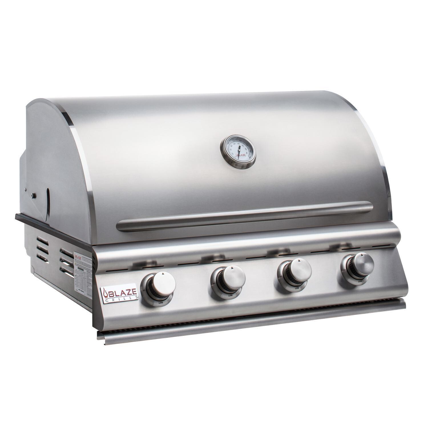 Blaze BLZ-4LBM-NG Prelude LBM 32-Inch 4-Burner Built-In Natural Gas Grill - Hood Closed - White Background thumbnail