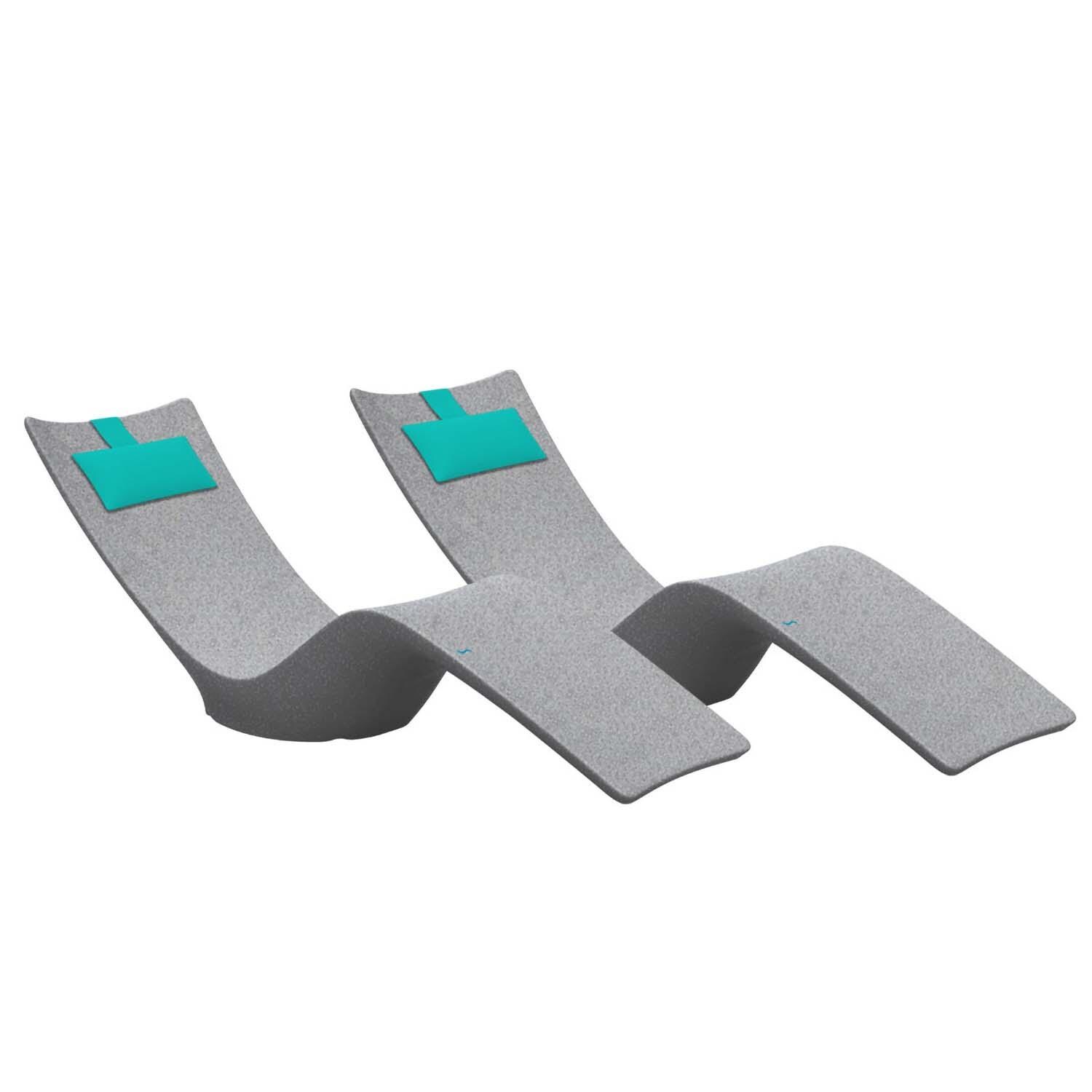 Ledge Lounger Autograph Chaise Lounge (Set of 2) - Granite Grey W/Aruba Pillows - White Background thumbnail