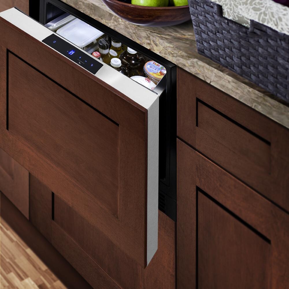 Summit FF1DSS Commercial 21 1/2-Inch 1.6 Cu. Ft. Built-In Drawer Refrigerator - Lifestyle with Custom Front Panel thumbnail