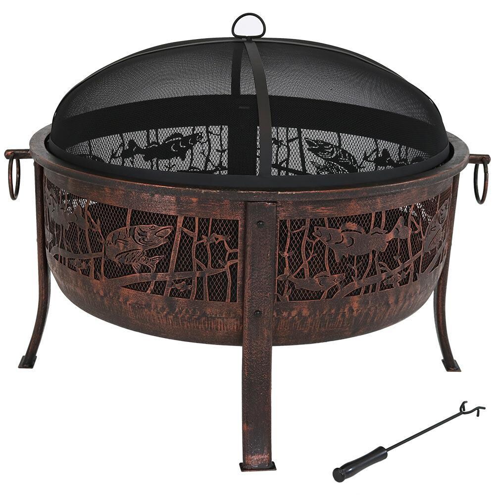 Ultimate Patio 29-Inch Steel Wood Burning Fire Pit - Front View thumbnail