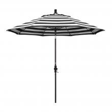 California Umbrella Sun Master Series 9 Ft Octagonal Aluminum Collar Tilt Patio Umbrella W/ Crank Lift & Fiberglass Ribs - Bronze Frame / Sunbrella Cabana Classic Canopy image