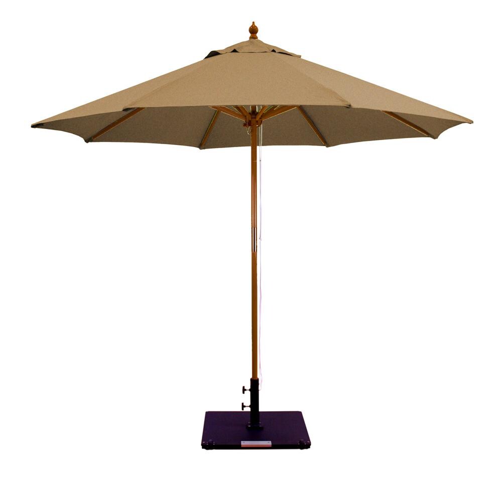 Galtech 9 Ft. Octagonal Hardwood Patio Market Umbrella W/ Pulley - Dark Wood W/ Sunbrella Canvas Teak Canopy