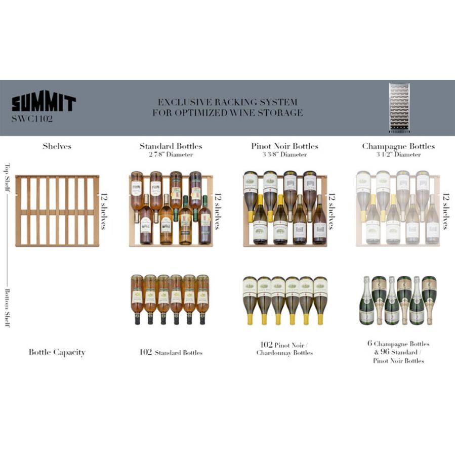 Summit 102 Bottle Built-In / Freestanding Wine Cellar / Cooler - SWC1102 - Racking System thumbnail